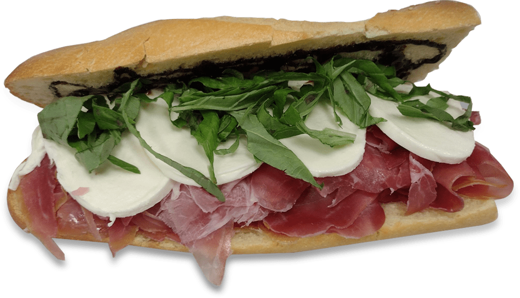 Sandwich with fresh ham and green vegetable